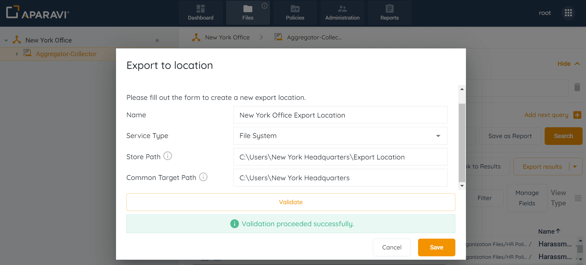 Once completed, the files will begin to export to the new location