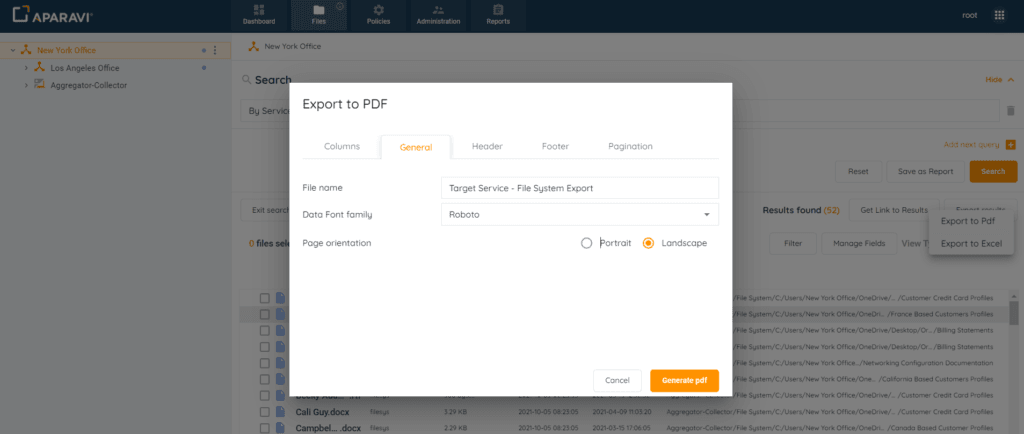 Purpose: 4. After customizing the export options, inside the export pop-up box, click on the Generate PDF...