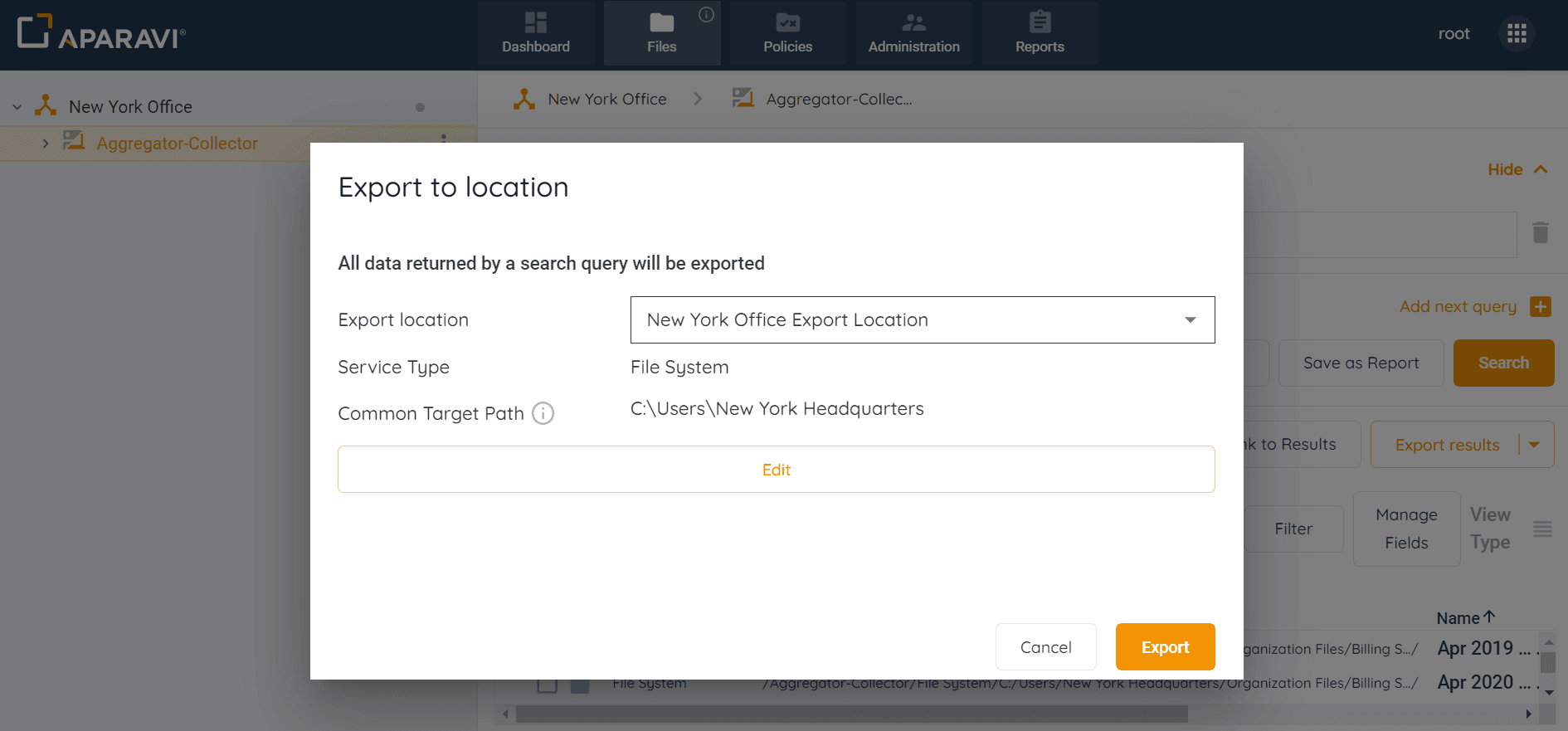 Once completed, the files will begin to export to the selected location