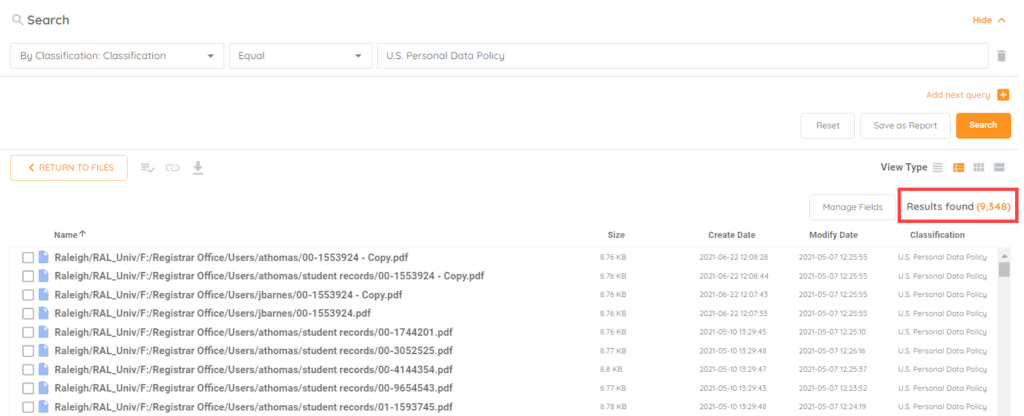 Us personal data policy result