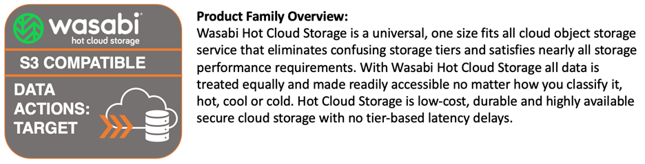 Wasabi Hot Cloud Storage compatibility with Aparavi Platform